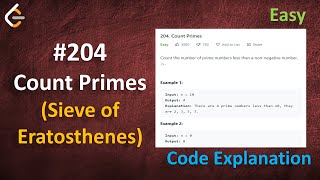 Count Primes Sieve of Eratosthenes  Leetcode  204 [upl. by Herold]