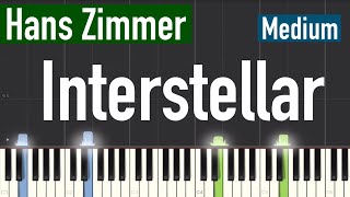 Hans Zimmer  Interstellar Main Theme Piano Tutorial  Medium [upl. by Aslehc954]