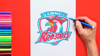 How to draw Sydney Roosters Logo National Rugby League [upl. by Appleby]