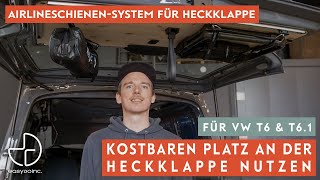 Stauraum an der Heckklappe sinnvoll nutzen  easygoinc Airlineschienen Montagesatz für VW T5T61 [upl. by Clementi700]