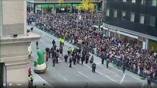 Protesters disrupt Thanksgiving Day Parade [upl. by Eecats]