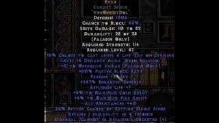 Creating Exile Runeword on Bugged 4 socketed Kurast Shield [upl. by Chem969]