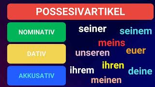 POSSESSİV ARTIKEL NOMINATIVDATIVAKKUSATIV KONU ANLATIMI VE TABLOLAR almancaöğreniyorum almanca [upl. by Kimbell551]