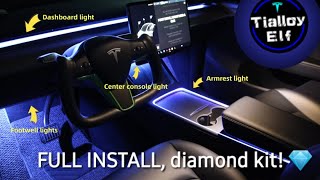 Tesla ambient light INSTALL for Model3 ModelY EASY TIALLOYELF diamond kit full install [upl. by Ninos879]