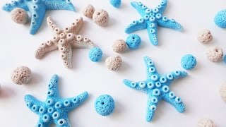 Stelle marine e perle pietra pomice in fimo  DIY Starfish and pumice beads [upl. by Airdnua186]