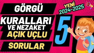 5 Sınıf Görgü Kuralları ve Nezaket Dersi 1 Dönem 1 Yazılı Açık Uçlu Soruları ve Cevapları 2025 [upl. by Lednyc]