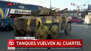 Bolivian soldiers tanks pull back from government palace  VOA News [upl. by Aeneas793]