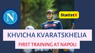 Khvicha Kvaratskhelia  First Training at Napoli [upl. by Bascio533]