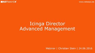 Icinga Director Advanced Management Webinar vom 24 Juni 2016 [upl. by Arde]