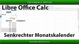 Dynamischer senkrechter Monatskalender in LibreOffice Calc  Download [upl. by Lejna153]