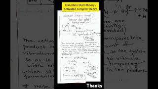 Transition State theory or activated complex theory chemical kinetics chemistry ytshorts shorts [upl. by Rauscher369]