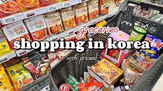 shopping in korea vlog 🇰🇷 grocery food haul with prices 🍓 matcha icecream snacks unboxing [upl. by Nonnelg855]