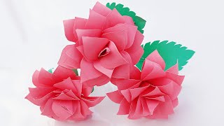 How To Make Paper Flower Rose  Paper Flower Making Step By Step  Diy Paper Rose Flower [upl. by Salisbarry]