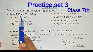 Practice set 3 Class 7th maths  Geometrical construction [upl. by Einatirb424]