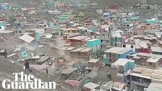 A complete disaster deadly landslide tears through village in Peru [upl. by Quintus]