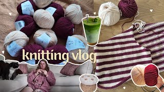 knitting vlog 🐌 olga KAL slipover progress amp matcha [upl. by Bixler398]