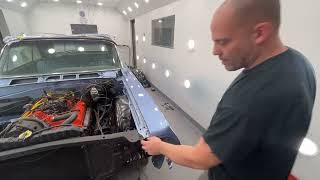 Installing the drivers front fender on a 64 impala convertible [upl. by Imerej]