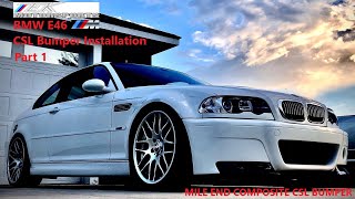 BMW E46 M3 CSL bumper install Part 1 [upl. by Seagrave910]