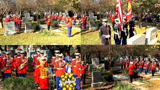 Presidents Own Marine Band Honoring John Philip Sousas 169th Birthday at Congressional Cemetery [upl. by Robena830]