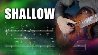 Shallow Lady Gaga amp Bradley Cooper  EASY Fingerstyle Guitar Tutorial  Tab amp Lyrics [upl. by Pete]