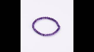 Amethyst Mini Beaded Gemstone Stretch Bracelet [upl. by Einahpet594]