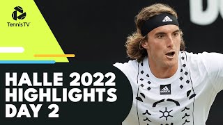 Tsitsipas Faces Bonzi Kyrgios amp AugerAliassime Start Campaigns  Halle 2022 Highlights Day 2 [upl. by Nikral641]