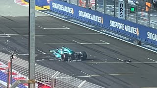 F1 Singapore 23 Sat Q1  Lance Stroll Crash [upl. by Euqinemod]