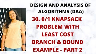 01 Knapsack  with Least Cost Branch amp Bound with Example Part 2 DAA [upl. by Goldsmith255]