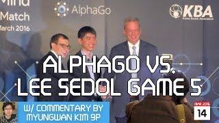 AlphaGo vs Lee Sedol 9p game 5 w Kim Myungwan 9p commenting [upl. by Esorrebma]