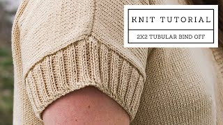 Tubular Bind Off on 2X2 ribbing knitting tutorial [upl. by Wilmott111]