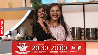 Jyoti Amge cea mai scundă femeie din lume în platoul Chefi la Cuțite Jurații uluiți [upl. by Eceinahs]