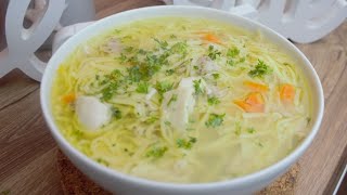 Omas Hühnersuppe mit Huhn Nudelsuppe schnell und leckeres Rezept Rosół Suppe [upl. by Hayott181]