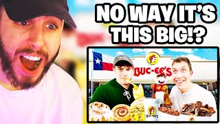 Brits go to the Biggest Gas Station in America Reaction [upl. by Anaiad]