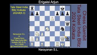 Narayanan SL vs Erigaisi Arjun TATA STEEL INDIA BLITZ 20246 3 [upl. by Eirod467]