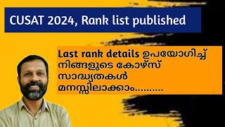 CUSAT 2024 Last rank details [upl. by Onitselec]