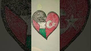 Palestine and Turkey flag drawing  artandwritting shorts [upl. by Hannis72]