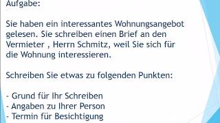 neue Wohnung mieten  Brief schreiben zur Prüfung B1 екзамен B1 [upl. by Kerns]