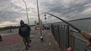 Fishing on Labor Day from Brooklyn pier brothersinbait and fishingwithbori [upl. by Anallij]