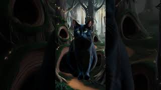 cutecat cat A stealthy black cat is having a blast playing hide and seek in the enchanted woods [upl. by Eardnaed]