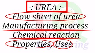 Flow sheet of urea Manufacturing process chemical reaction properties of ureauses of urea C T [upl. by Nerine]