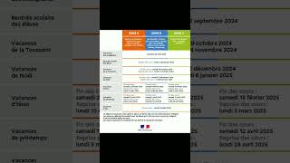 Calendrier des vacances scolaires 2024 2025 en France [upl. by Ahsiam]