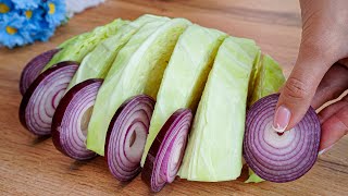 Cabbage with onions is tastier than meat Very delicious simple and quick recipe ASMR [upl. by Ilujna486]