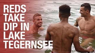 Its freezing  Liverpool FC players jump into in German lake after training [upl. by Aivek]