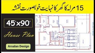 15 Marla 45x90 Beautiful House Plan Design in Pakistan  15 Marla Ghar ka Naksha  45x90 Home [upl. by Kowtko855]