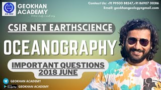 CSIR NET EARTHSCIENCE I Oceanography Important Questions I June 2018 I Geology Lectures I Geokhan [upl. by Oliana]