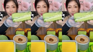 ASMR Dessert Mukbang Eating Matcha Cake  Mukbang Eating Show💗🍰🧁 [upl. by Edi]