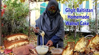 Gilgit Baltistan Homemade Walnut Cake  Walnut Cake  Amin Village Food [upl. by Ecinue]