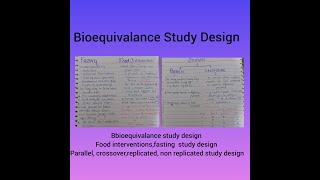 BIOEQUIVALENCE STUDY DESIGN  FASTING AND FOOD INTERVENTION  PARALLEL AND CROSSOVER  URDUHINDI [upl. by Gensler472]