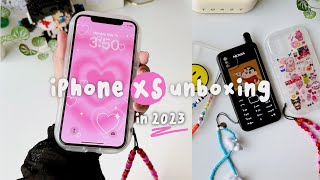 ✨ iPhone XS unboxing in 2023 silver  accessories ✨ [upl. by Ahsieket]