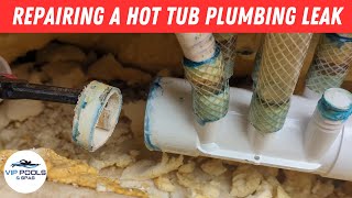 Repairing a Hot Tub Pipe Leak  How to Fix a Hot Tub Plumbing Leak  Hot Tub Repairs [upl. by Ataynek]